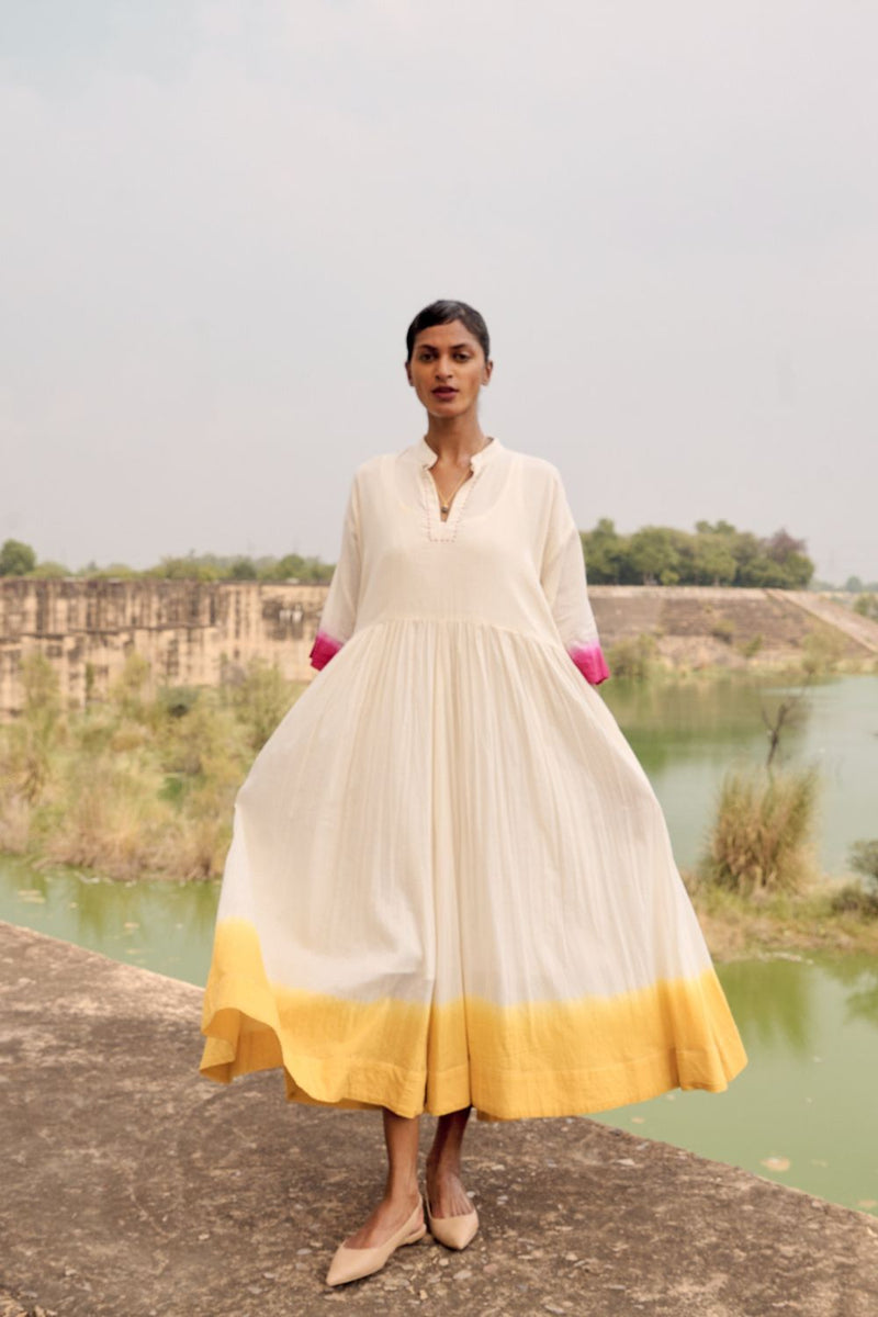 Sunbird maxi dress cotton by Khara Kapas in white for women Worldwide