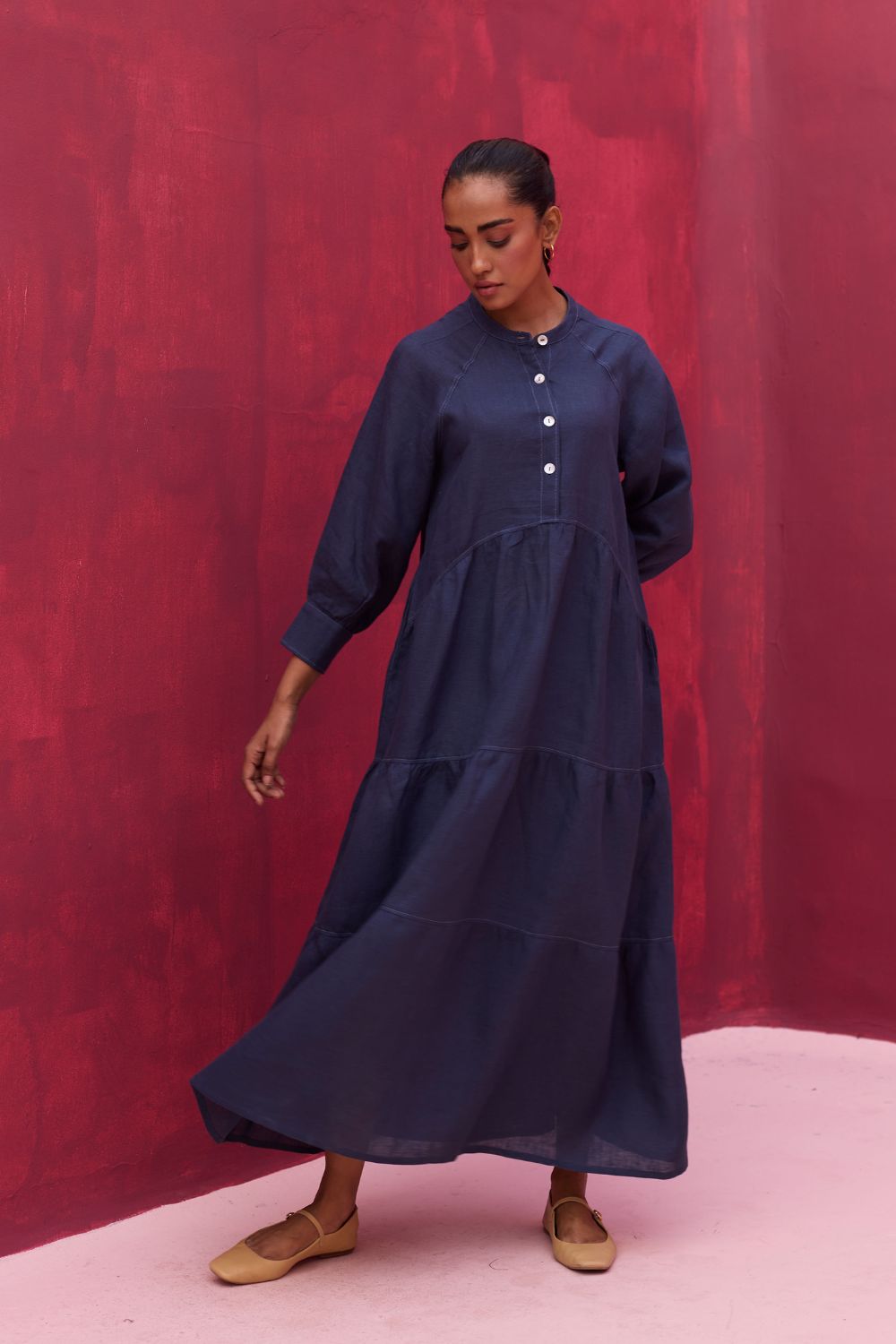 Shiri Linen Dress - Navy