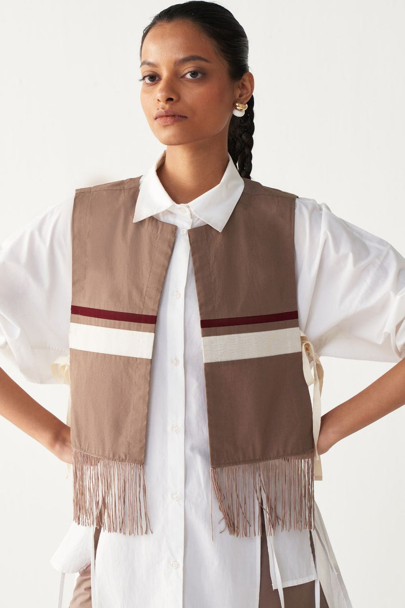 FRINGE CROP OVERLAY-CEDAR poplin by THREE for women Worldwide