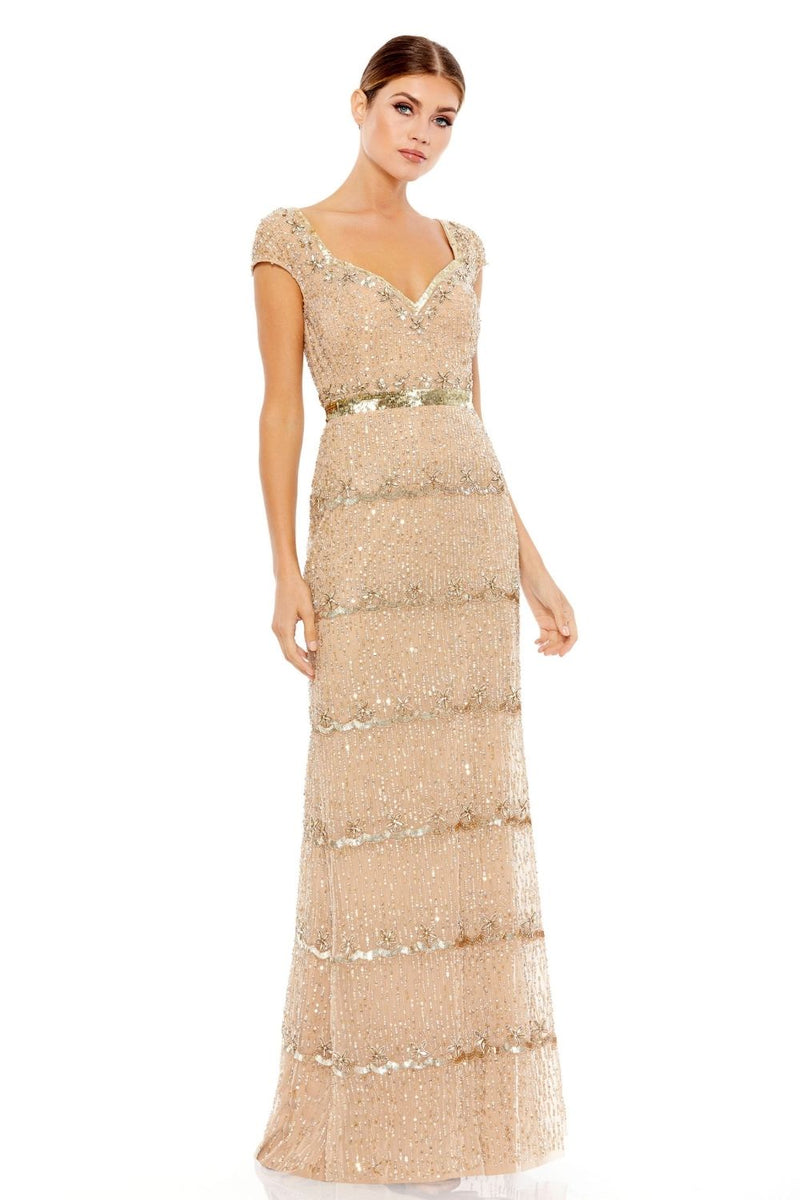 MD-9089 Straight Gown-Beige by Mac Duggal in beige color for women Worldwide
