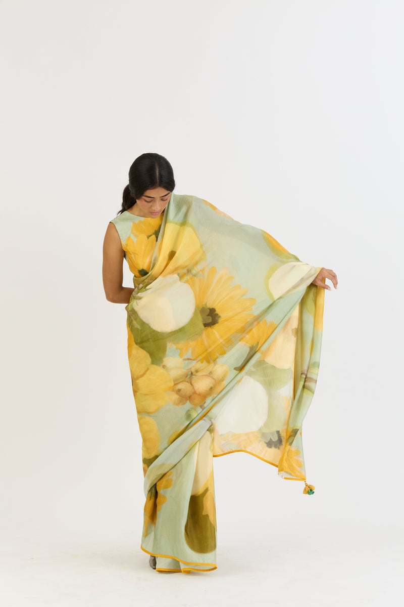LEMONADE SAREE silk by Yam in yellow color for women Worldwide