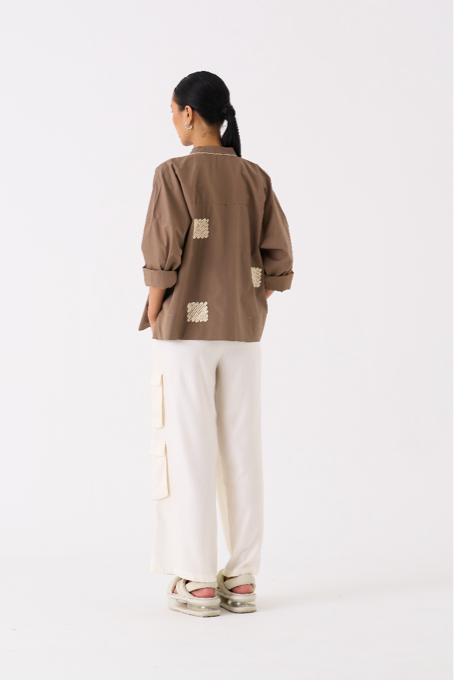 WAVE EMB. TOP-CEDAR poplin by THREE for women Worldwide