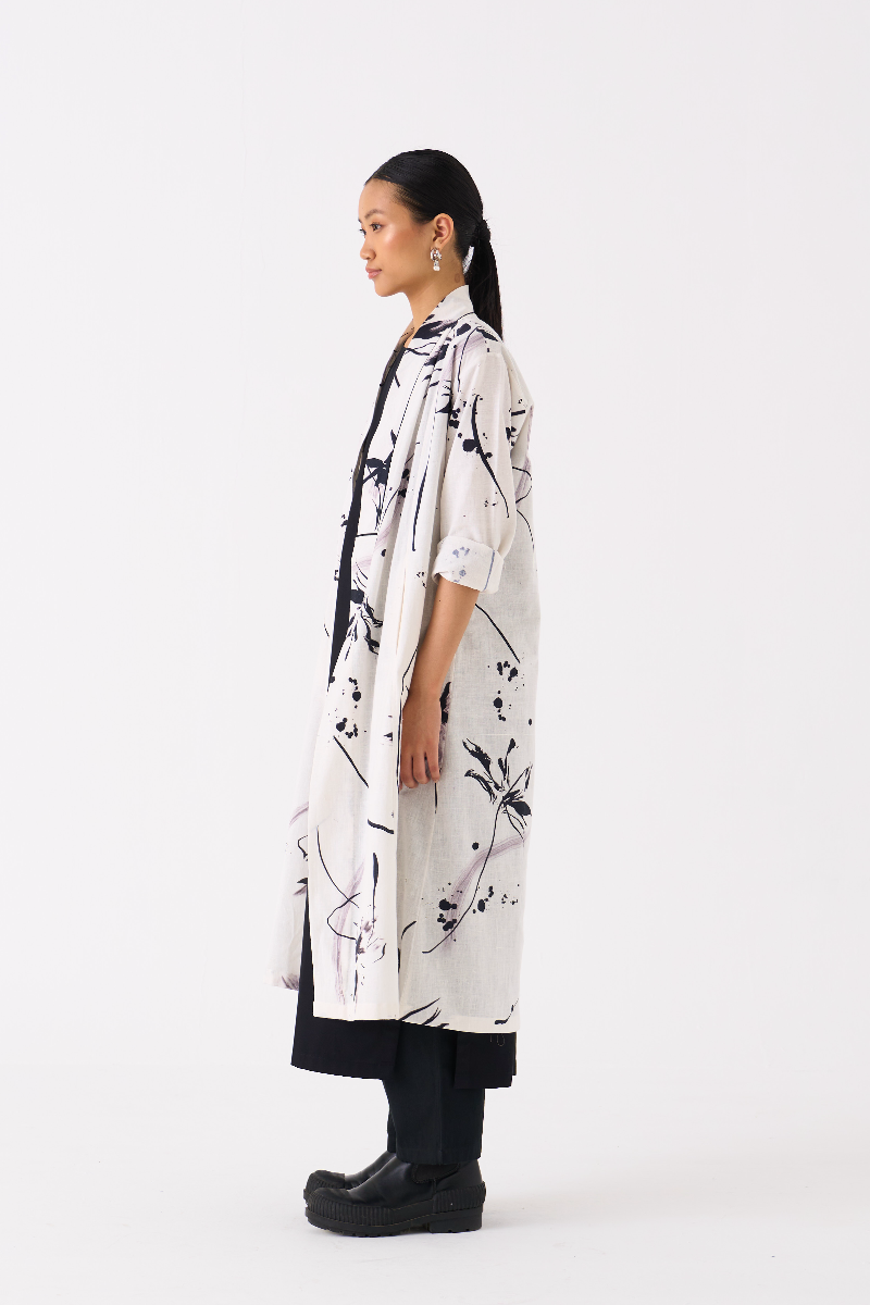 WRAP COLLAR OVERLAY-BLACK FLORAL by THREE in black color for women Worldwide