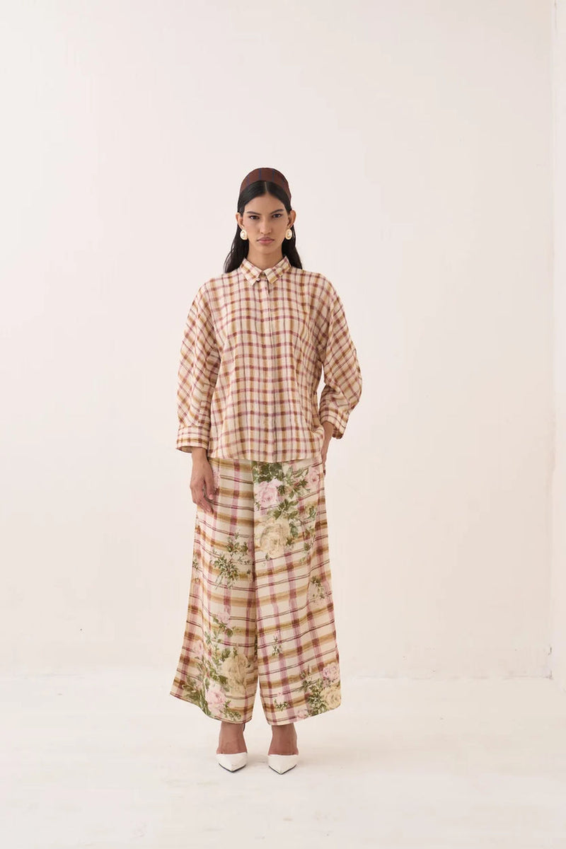 Jaali Bubble Shirt cotton slub top/shirt by O'Frida in ivory for women Worldwide