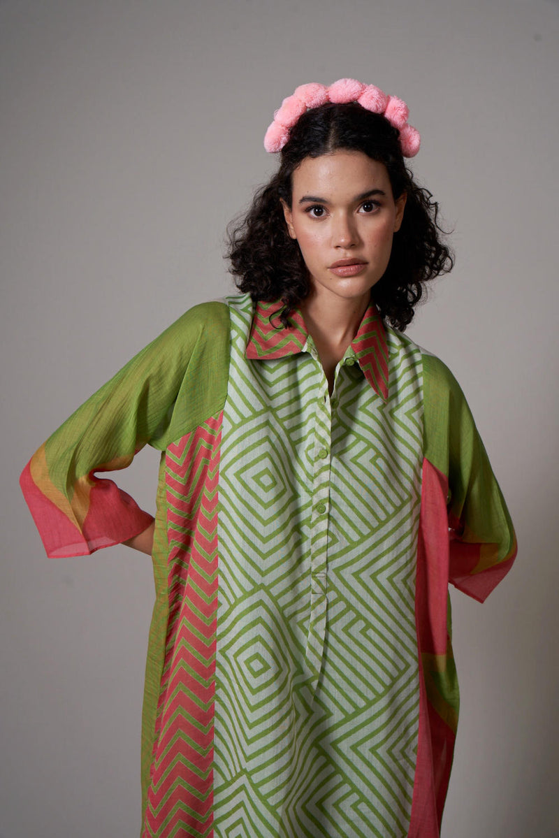 Keshi mul cotton silk kurta set silk by Priti Prashant in green color for women Worldwide