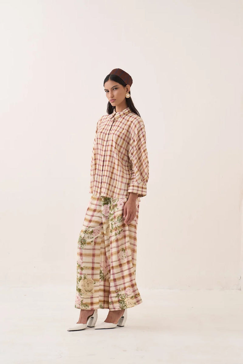 Jaali Bubble Shirt cotton slub top/shirt by O'Frida in ivory for women Worldwide