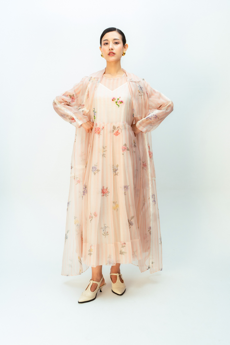 SUNLIT MEADOW TRENCH silk organza jacket/overlay by Ode to Odd in blush pink for women Worldwide