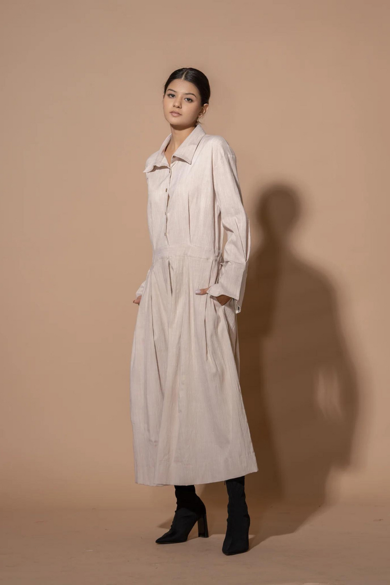 Rue Dress viscose lycra dresses by Stoique in beige for women Worldwide