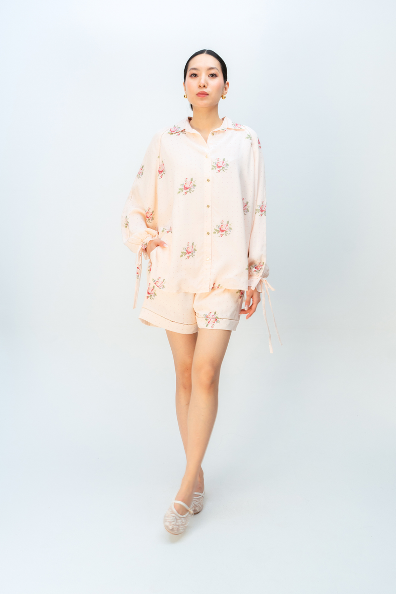 ALMOND DAZE CO-ORD SET crepe co-ord set by Ode to Odd in blush pink for women Worldwide