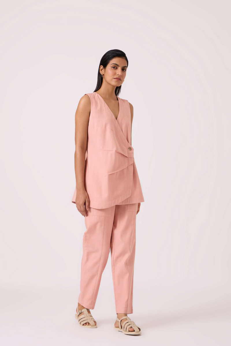 Victory Pink Handwoven Pants cotton by The Summer House in pink color for women Worldwide