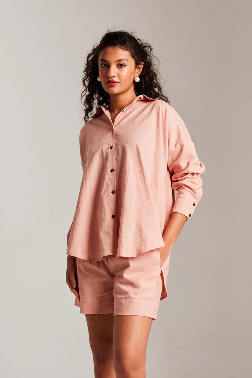 Rose Co-Linen Classic Shirt