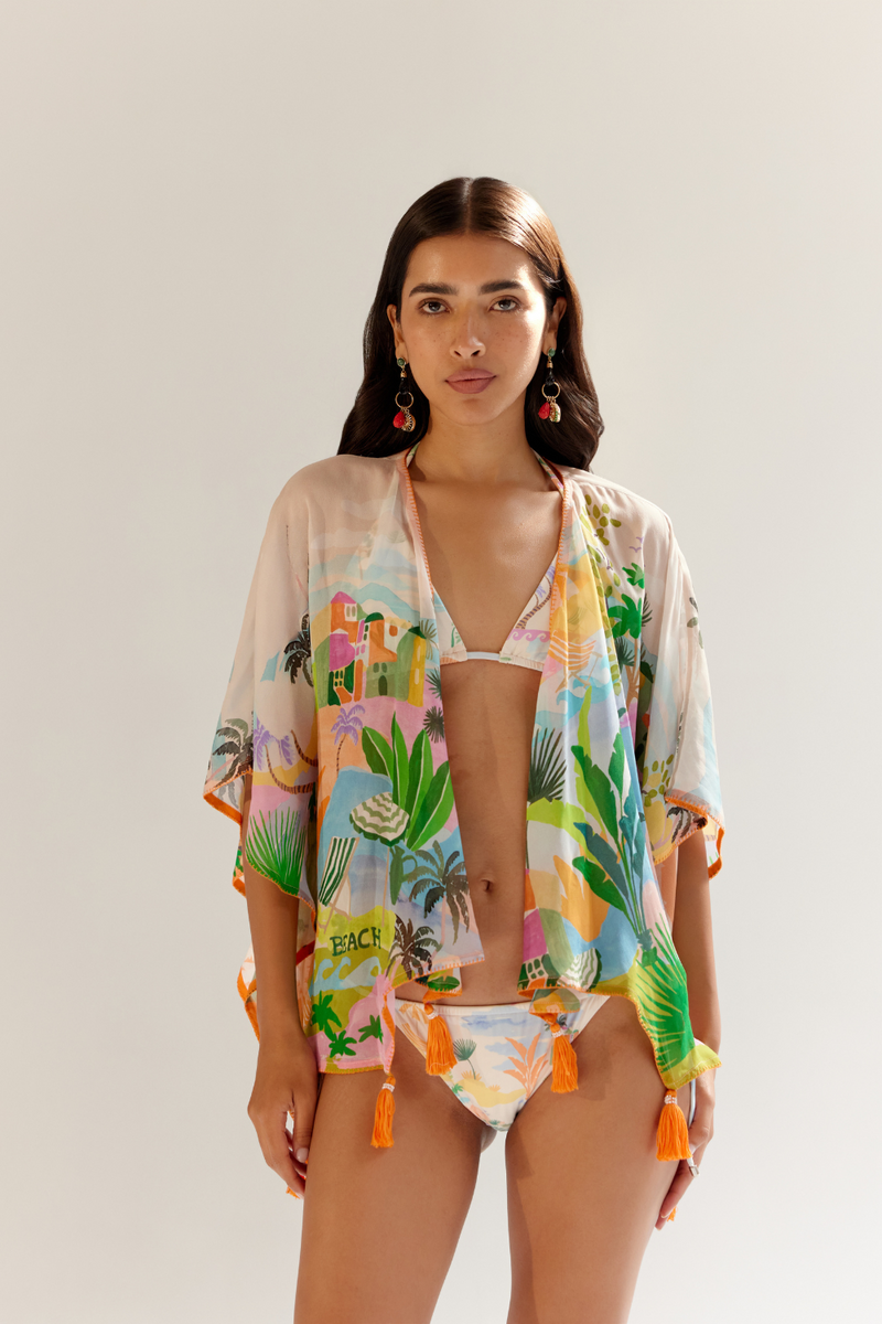 June Coverup (short) - By the Sea georgette by NOIB for women Worldwide