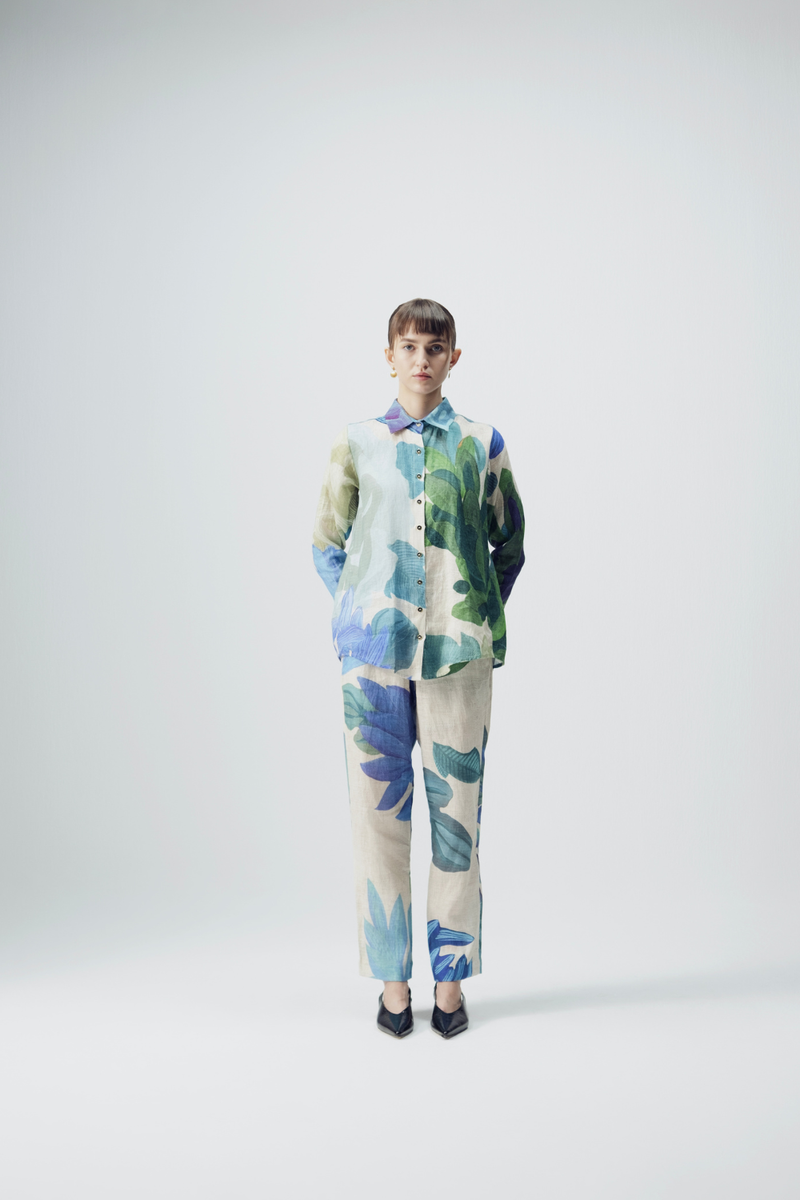 Garden Party Linen Co-Ord Set all linen by YAM in multi color for women Worldwide