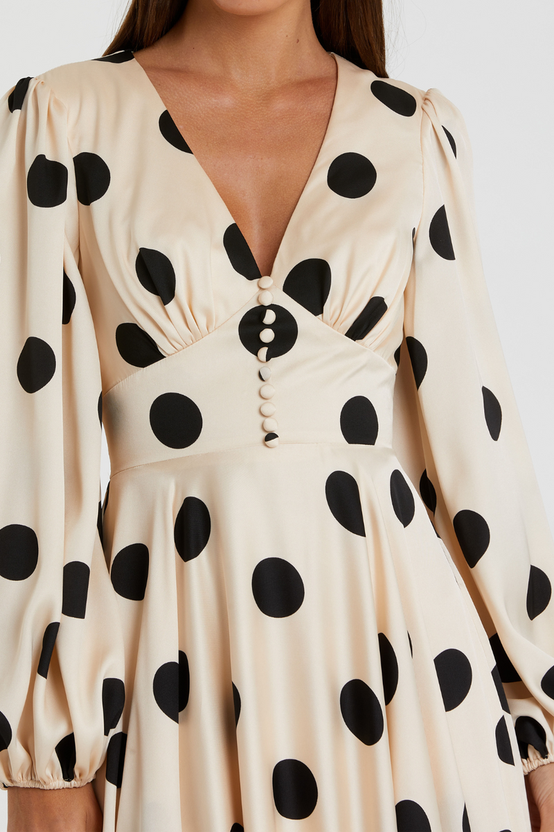 27542-Midi Dress-Cream Black by Mac Duggal in black color for women Worldwide