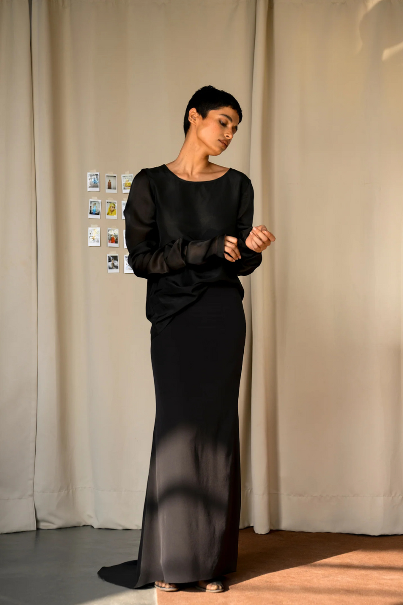 FREYA TRAIL SKIRT SET silk by Ituvana in black color for women Worldwide