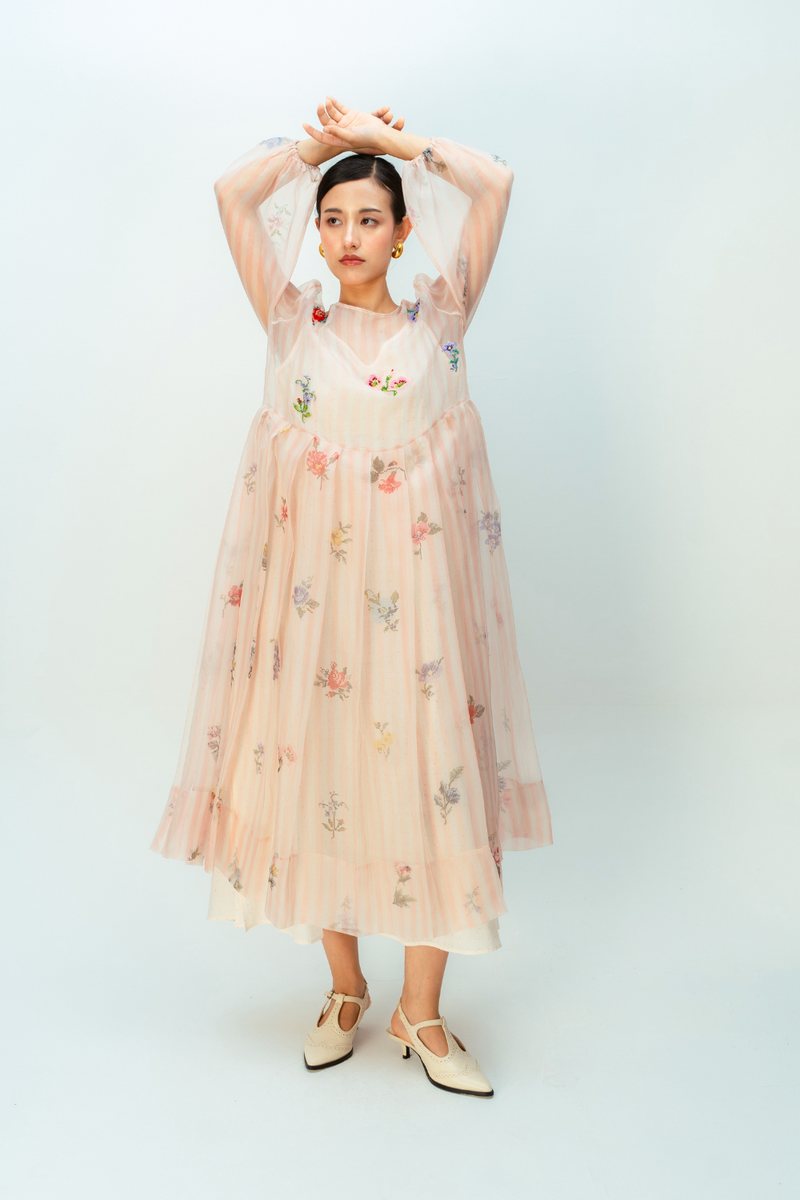BARELY BLUSH DRESS silk organza dress by Ode to Odd in blush pink for women Worldwide