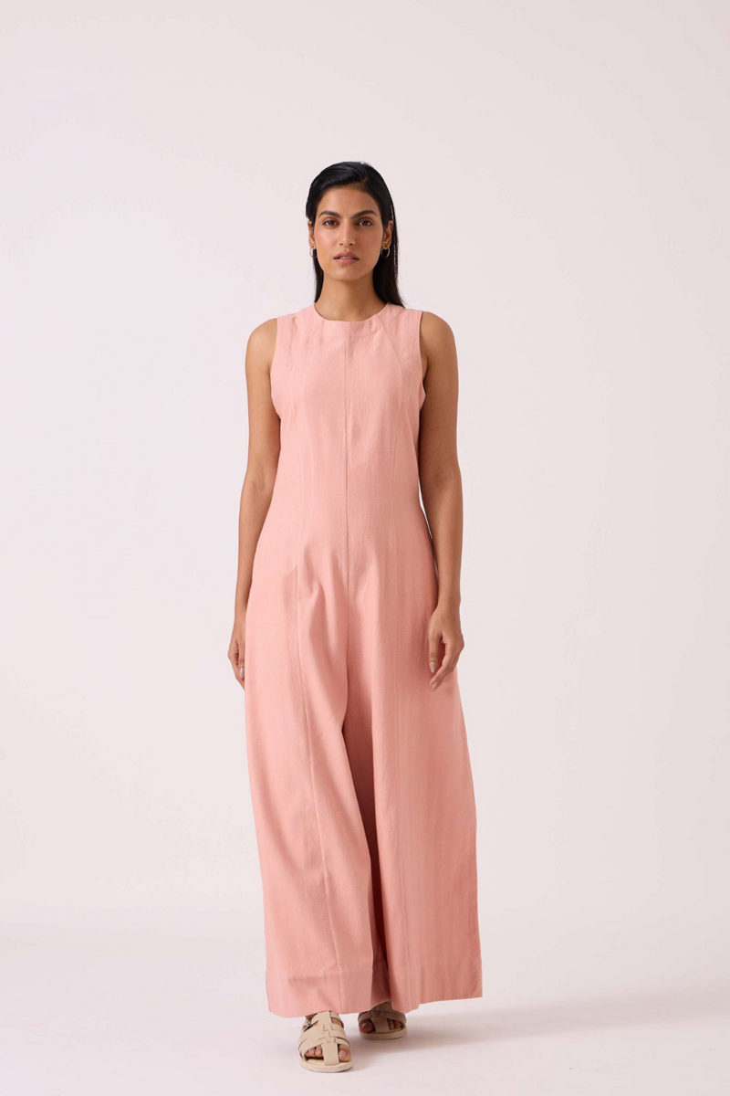 Vronsky Pink Handwoven Jumpsuit cotton by The Summer House in blue color for women Worldwide