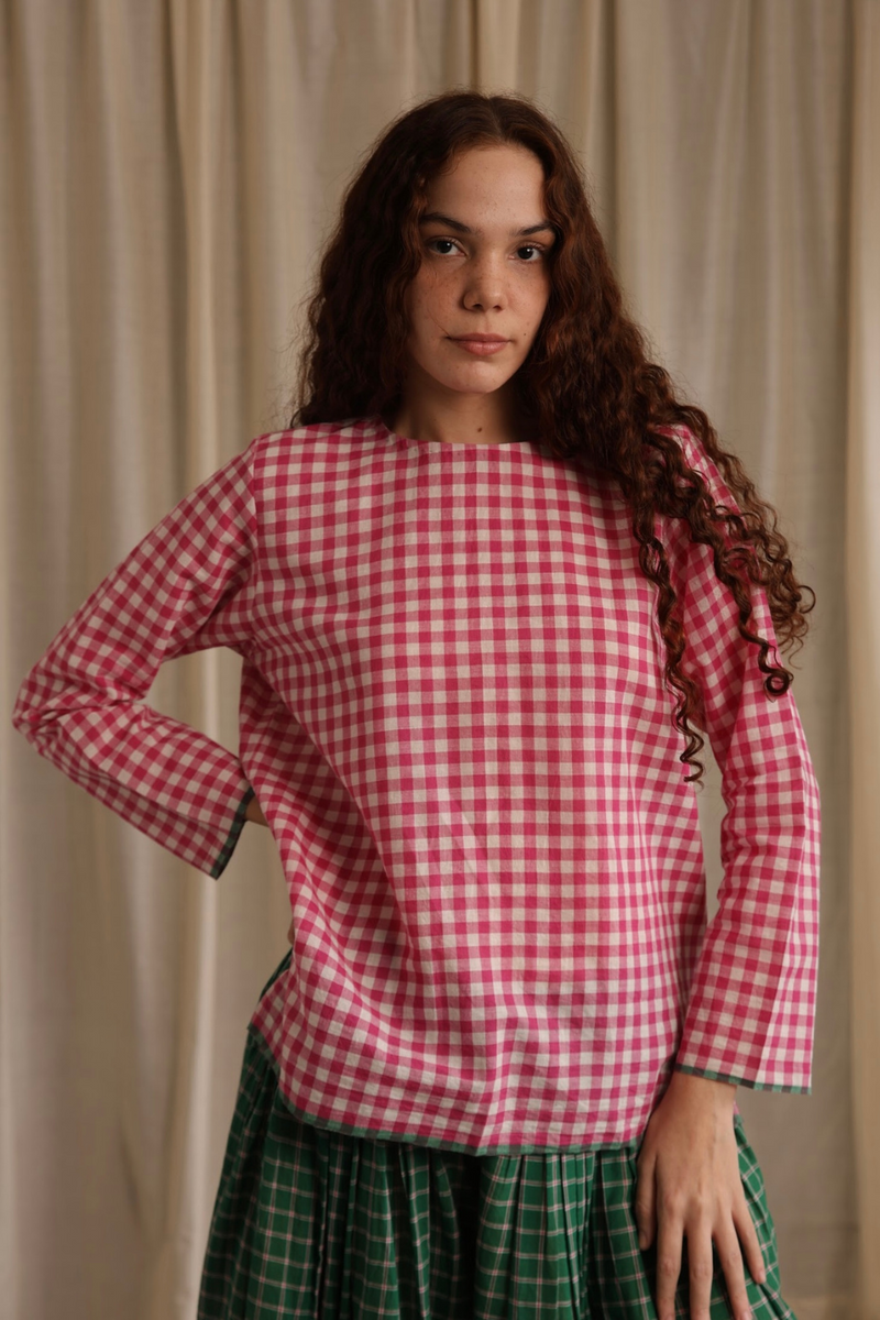 Mona Top cotton by MASON AND MILL in pink color for women Worldwide