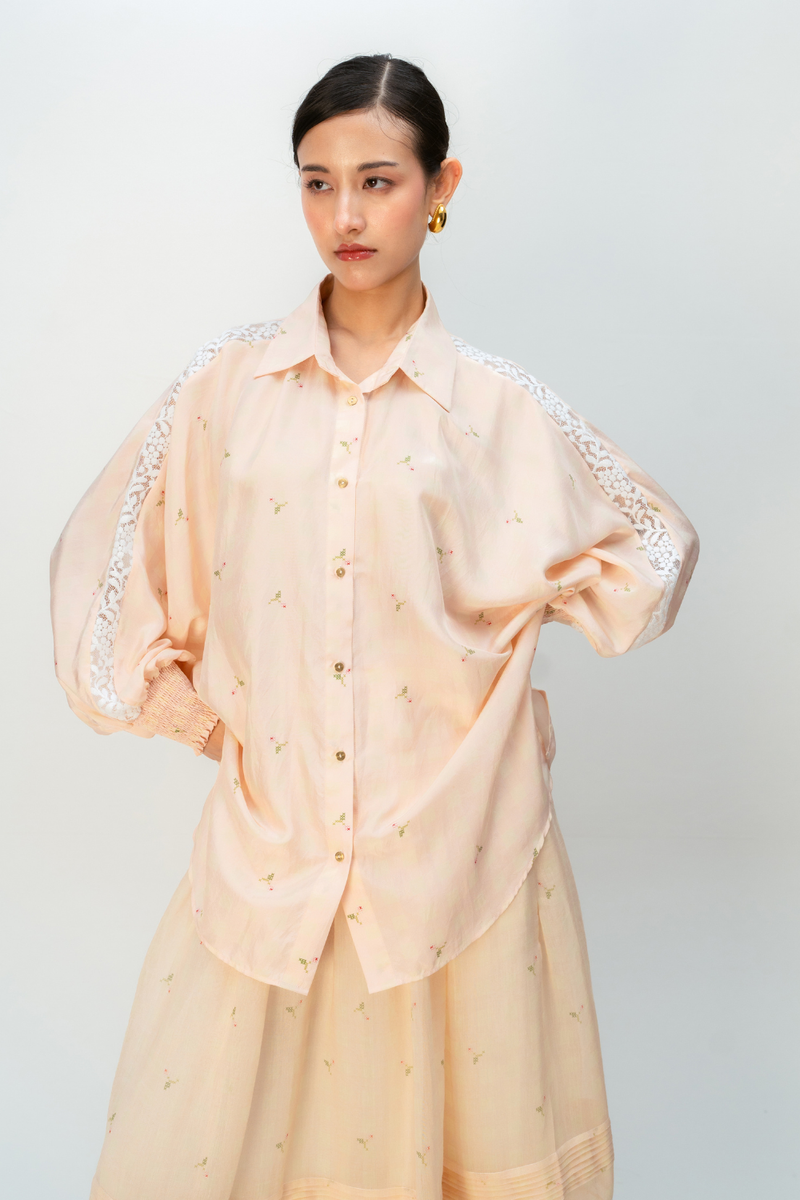 GINGHAM SPELL SHIRT silk top/shirt by Ode to Odd in blush pink for women Worldwide