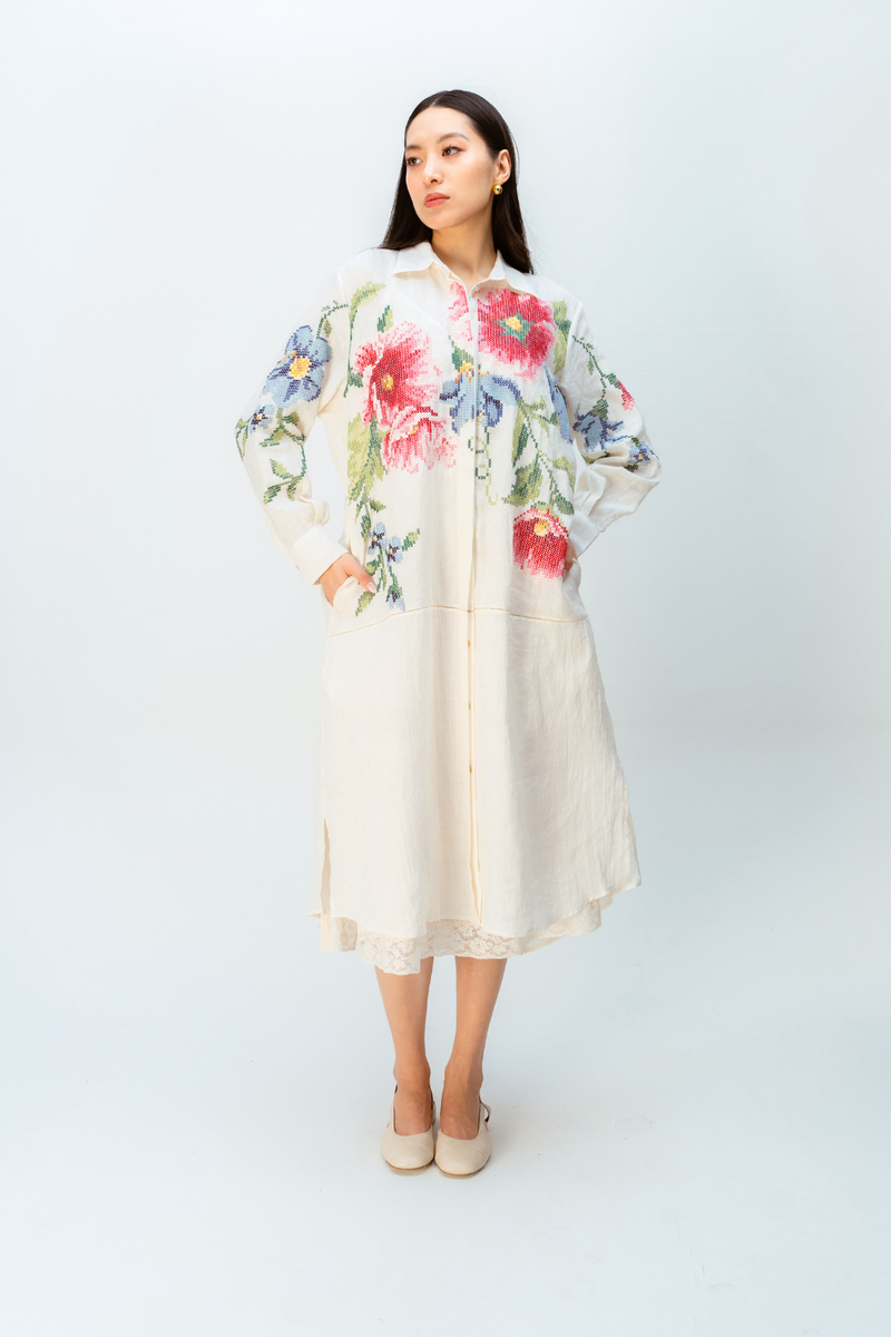 WINDFLOWER DRESS linen dress by Ode to Odd in off white for women Worldwide