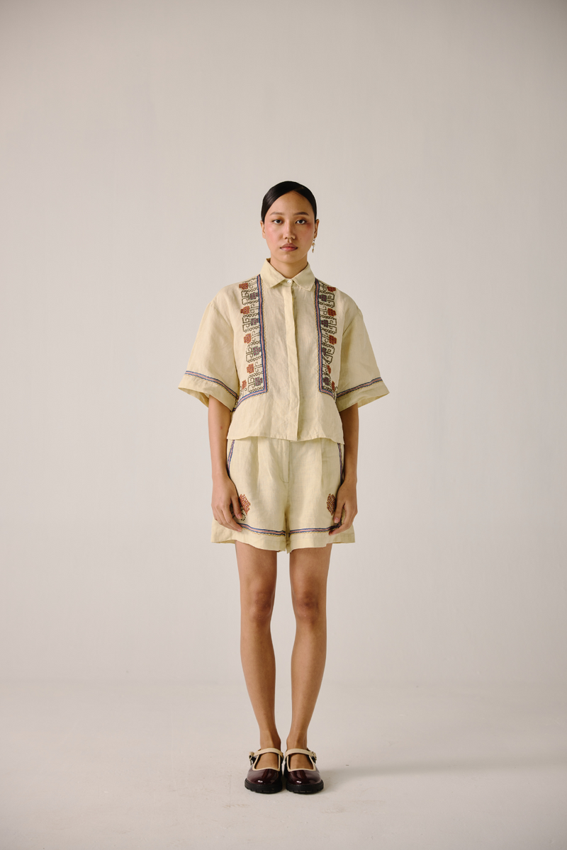 Ava Shirt - Ivory Cross Stitch Emb by CORD in ivory for women Worldwide