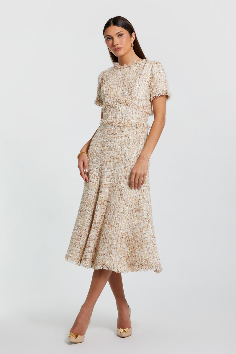 21045-Aline Midi Dress-Blush by Mac Duggal in blush color for women Worldwide