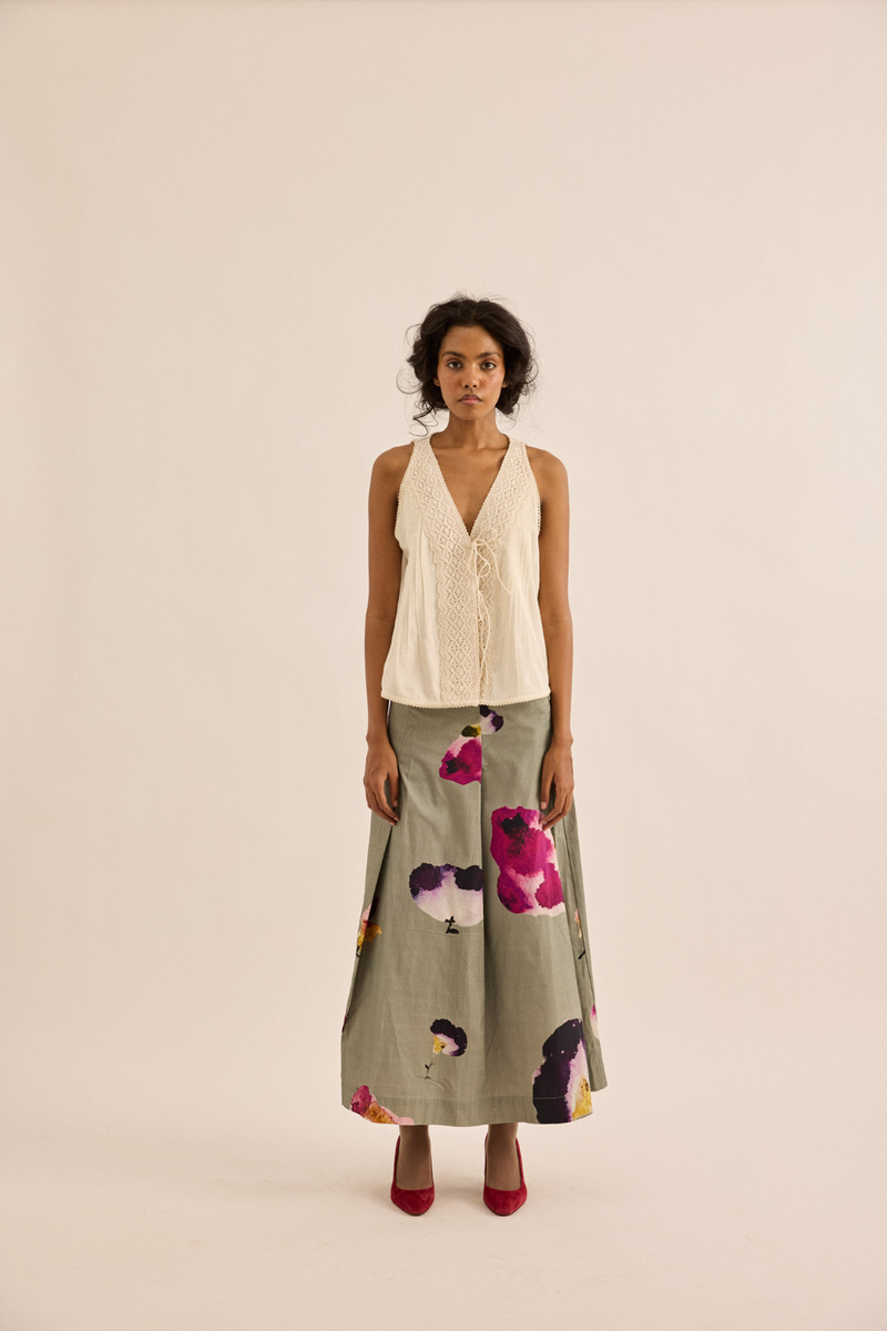 Moon Mist Skirt oxford skirt by Khara Kapas in sage green for women Worldwide