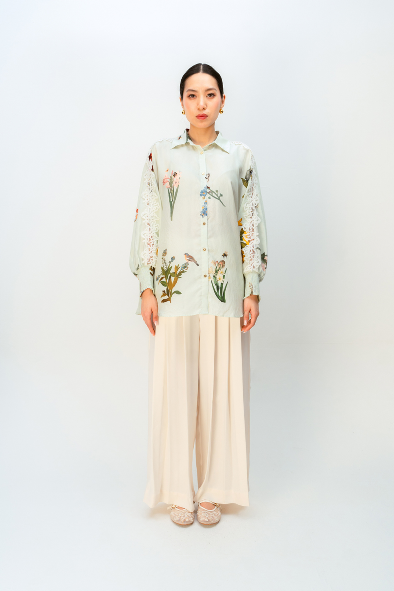 PETAL POP SHIRT silk top/shirt by Ode to Odd in green for women Worldwide