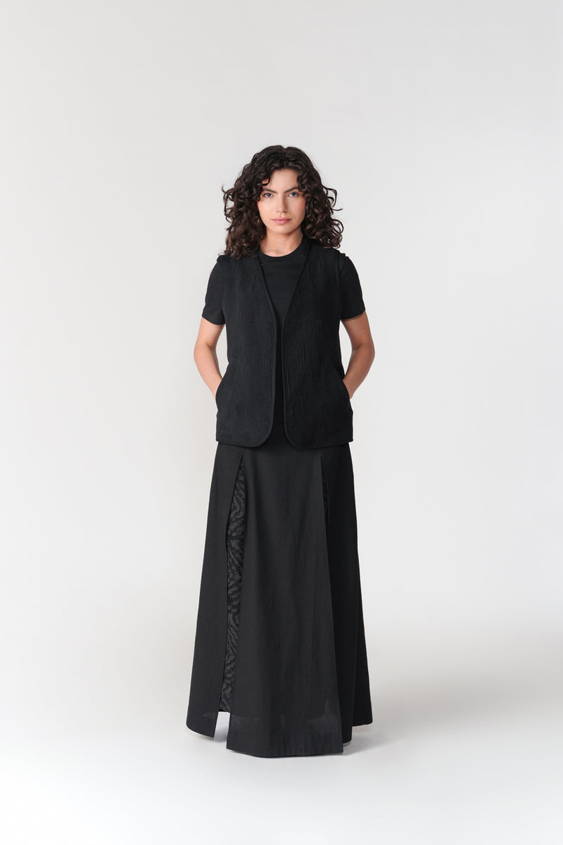 Chenille Layered Skirt Pants pant/trouser by Turn Black in black for women Worldwide
