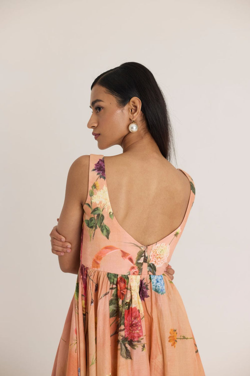 BUTTERCUP DRESS cotton by Yam in peach color for women Worldwide