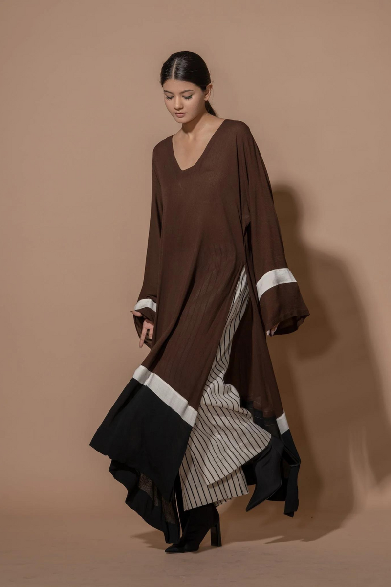 Saffron Tunic crushed cotton kaftans and tunics by Stoique in brown, red, off white for women Worldwide