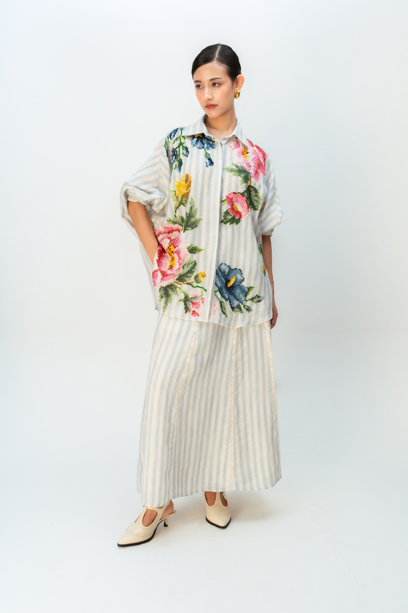 PINK RHAPSODY SHIRT linen top/shirt by Ode to Odd in blue for women Worldwide
