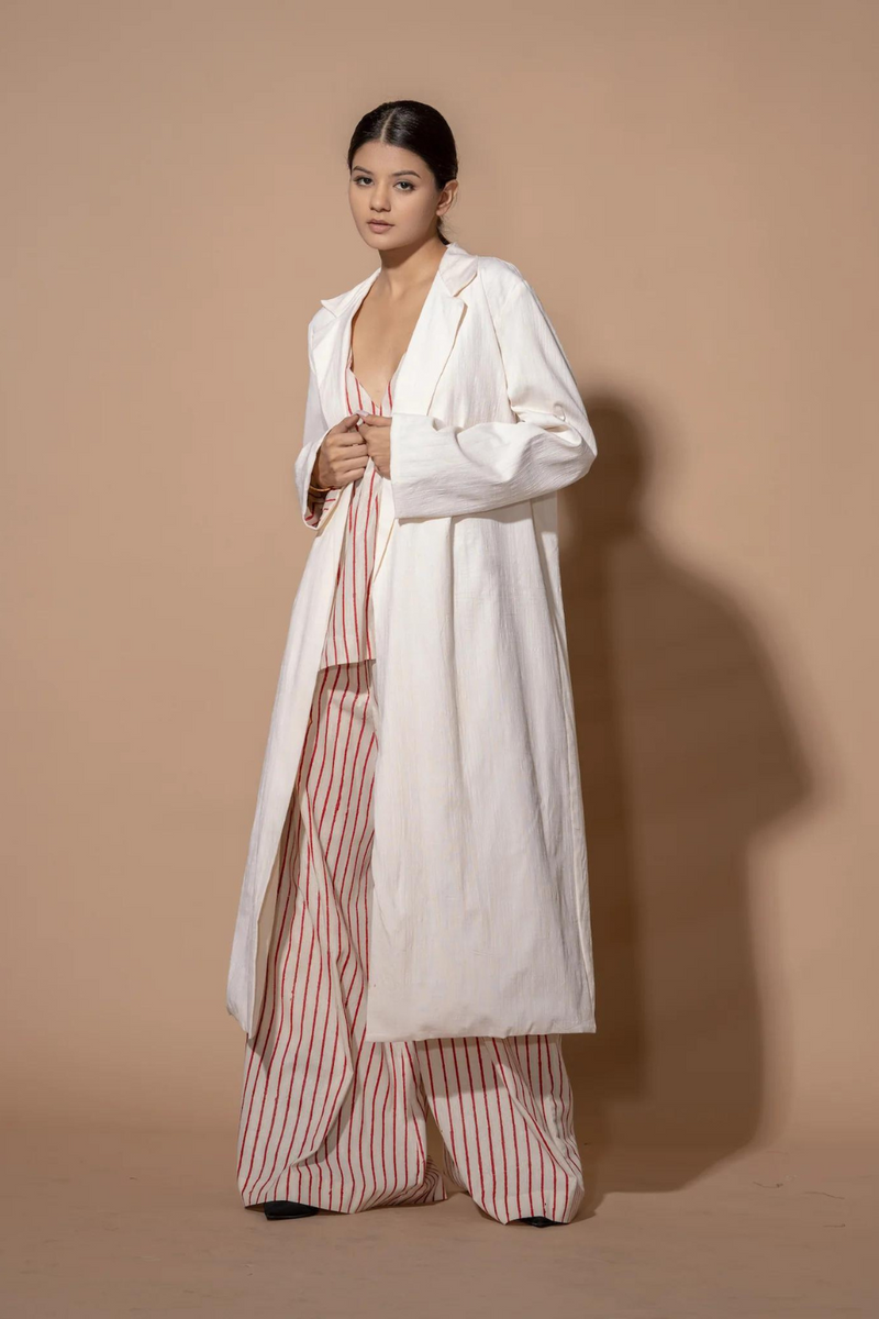 Aloe Jacket viscose lycra jackets and overlays by Stoique in offwhite, red for women Worldwide
