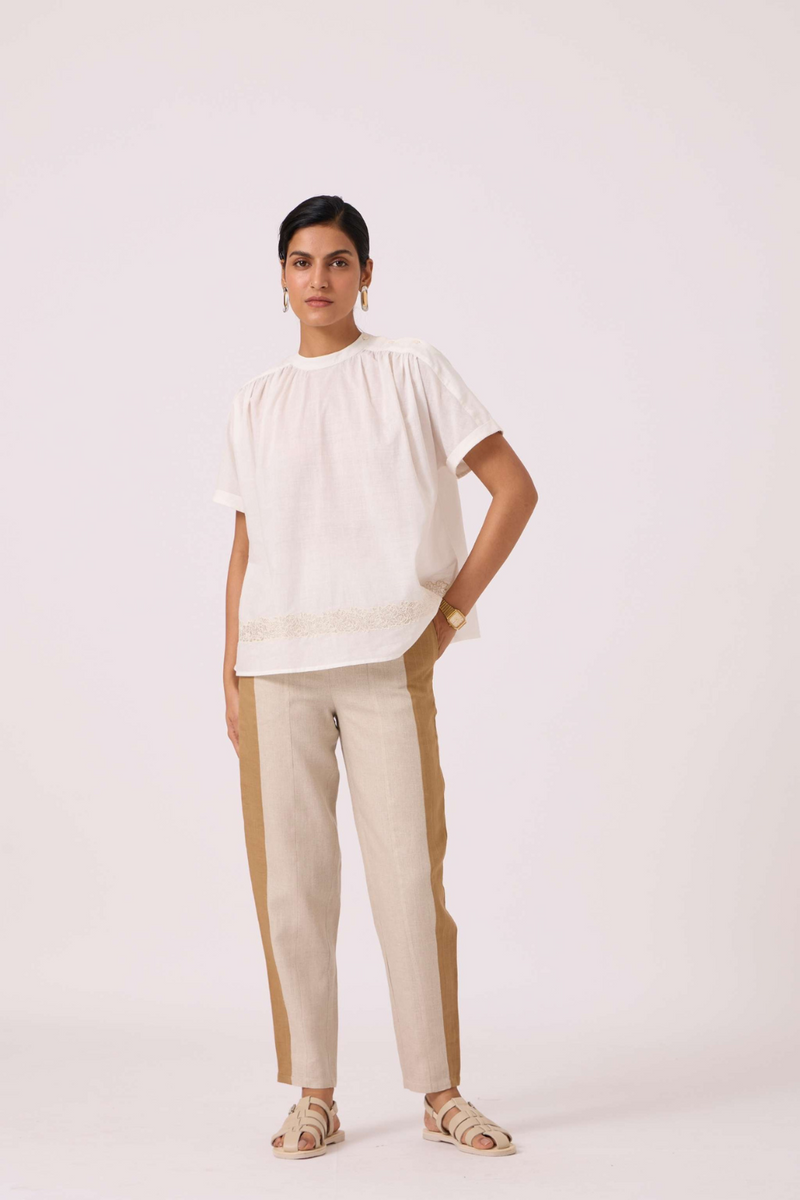 Garcia Handwoven Embroidered Top cotton by The Summer House in white color for women Worldwide