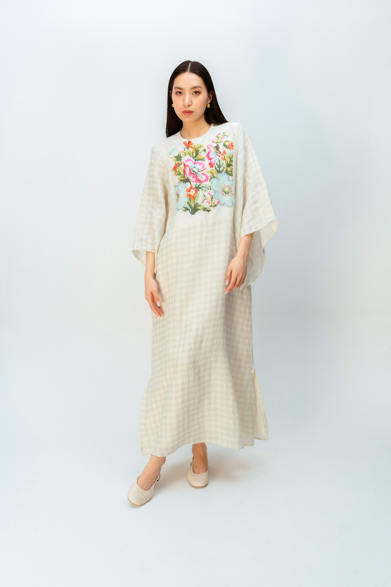 MISTED GARDEN DRESS linen dress by Ode to Odd in green for women Worldwide