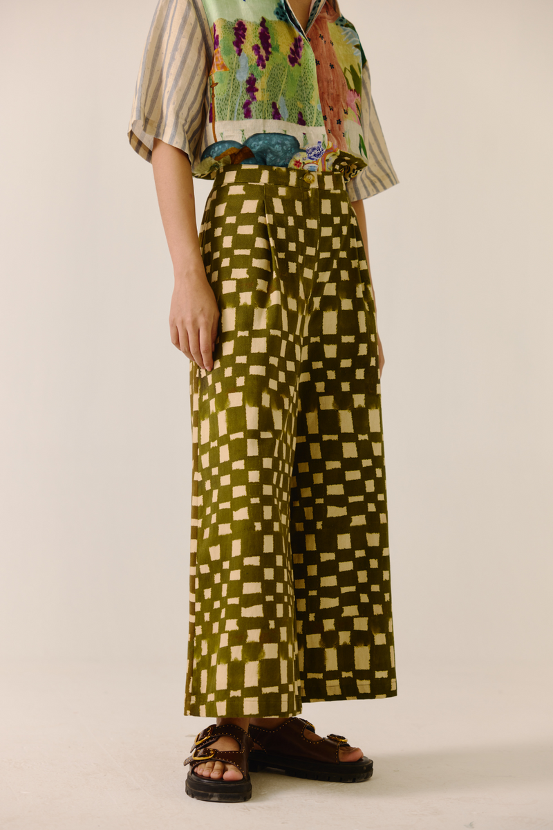 Wide Leg Pant - Alice Olive Checks twill by CORD for women Worldwide