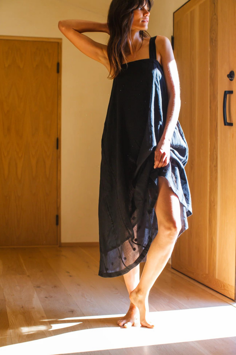 Everywhere Dress/ Vacation dress / Weekend dress-Black 100% cotton by World of Crow in black color for women Worldwide