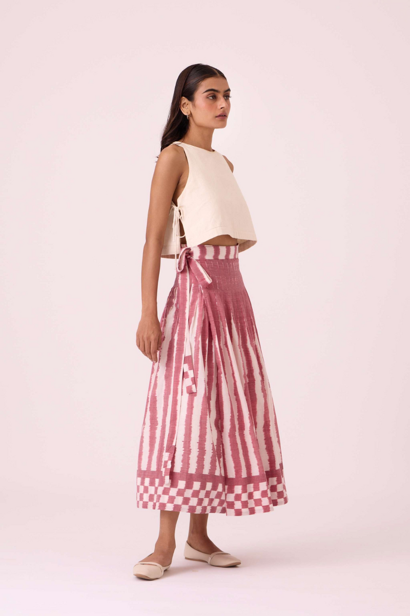 Levin Rhubarb Striped Ikat Skirt cotton by The Summer House for women Worldwide