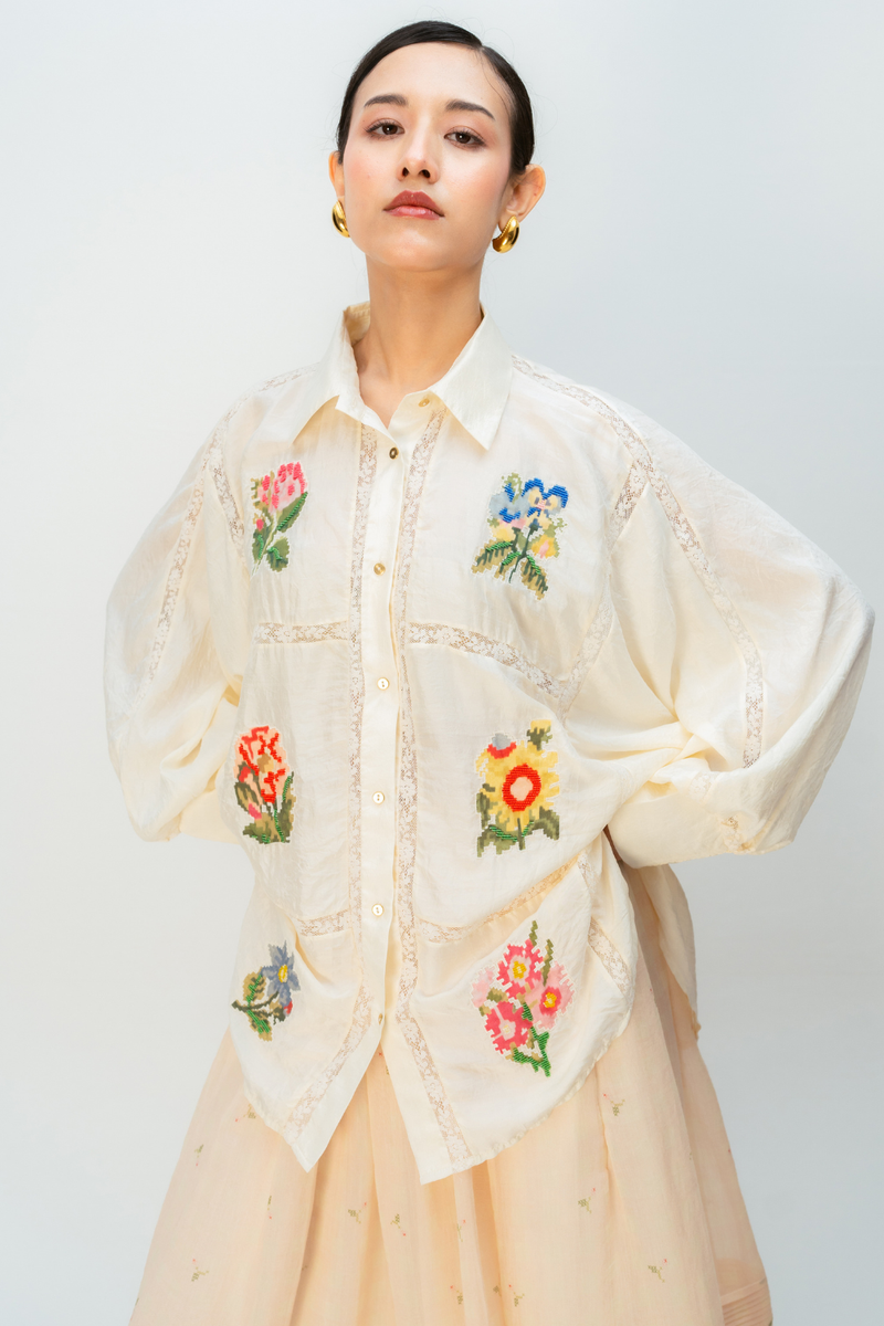 SUMMER LANTERN SHIRT silk top/shirt by Ode to Odd in off white for women Worldwide