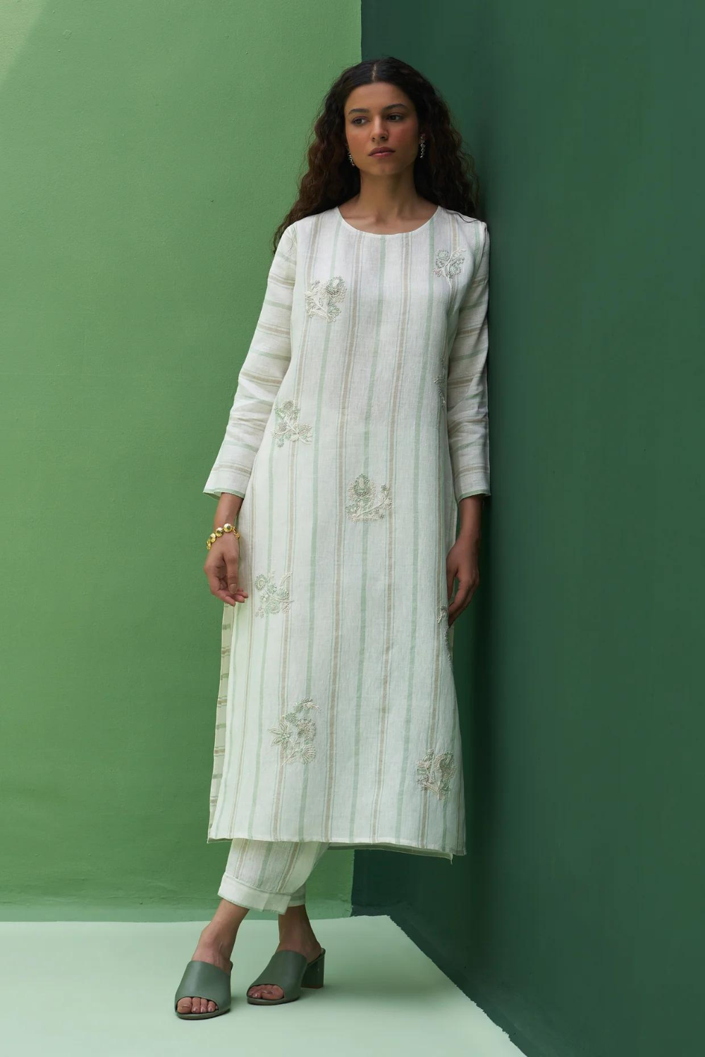 Eiko Striped Linen Kurta
- Mint