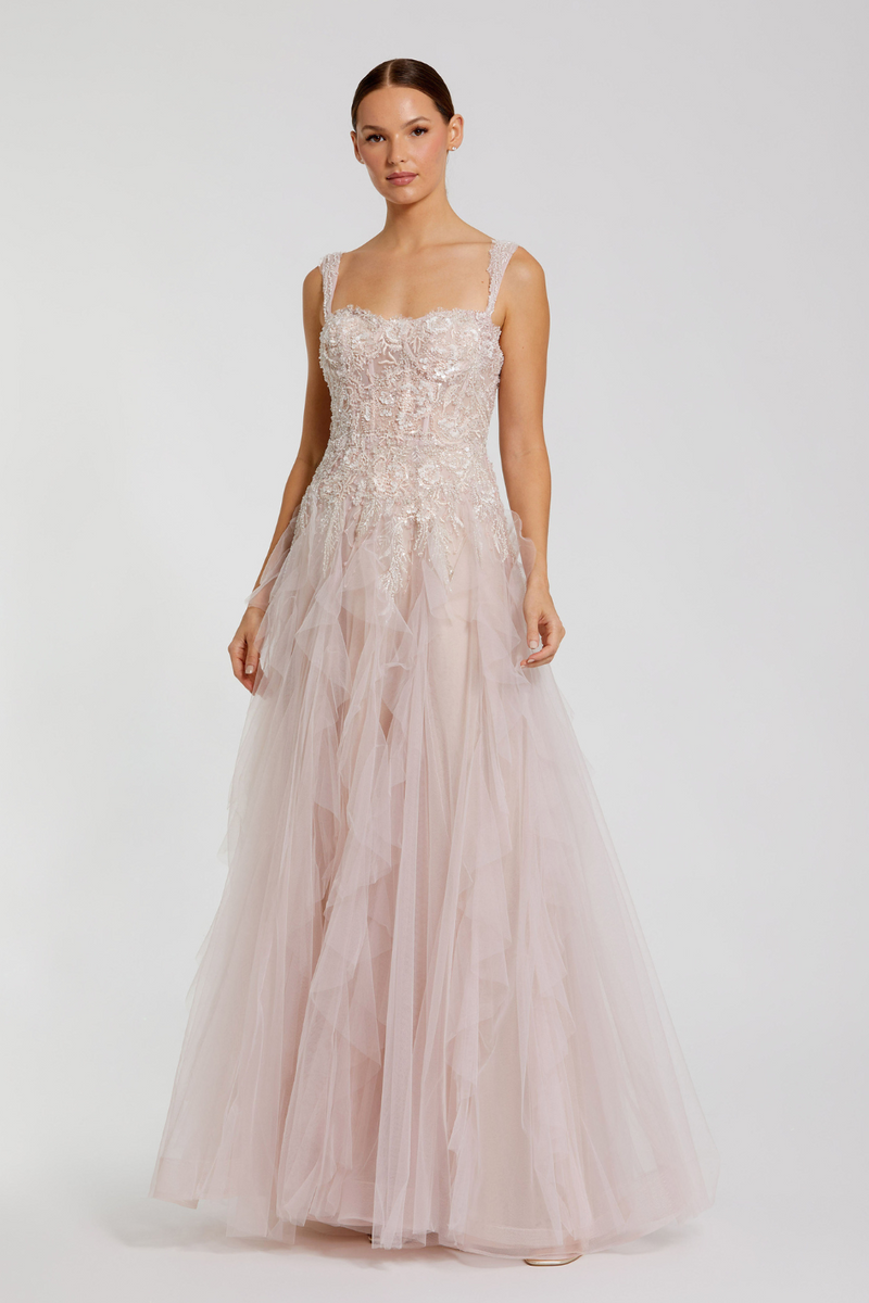 21095-Ruffle Skirt-Porcelain Multi mul by Mac Duggal in multi color for women Worldwide
