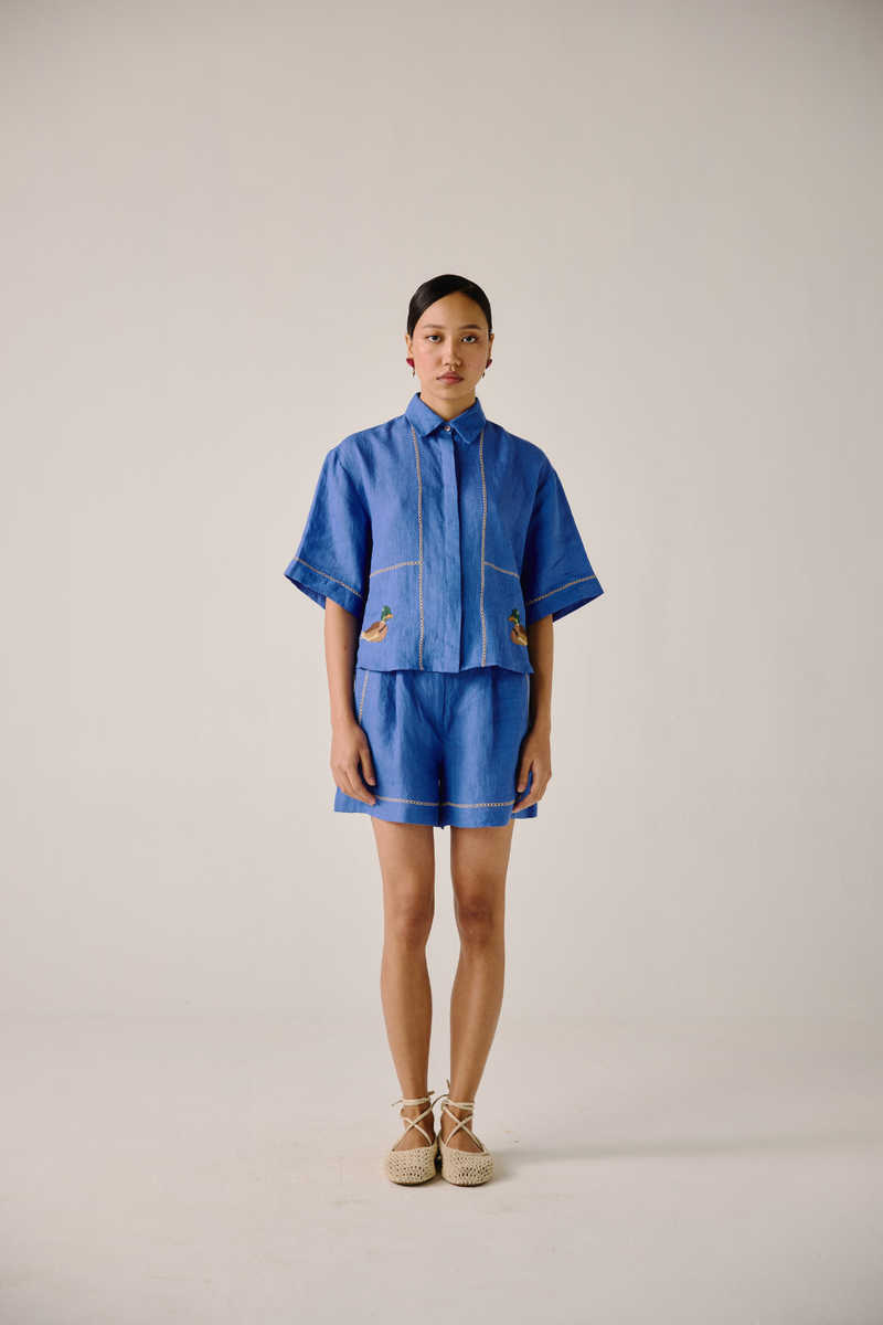 Ava Shirt - Electric Blue Duck by CORD in blue for women Worldwide