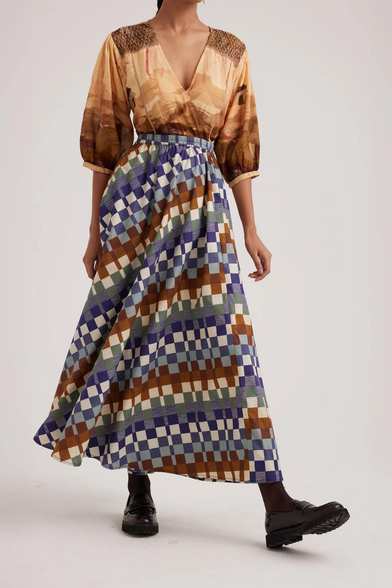 Circle Skirt-Checkers satin by CORD for women Worldwide