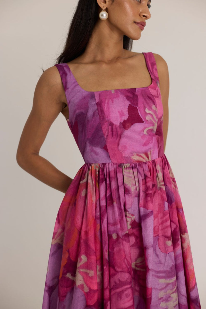 VIOLET CHERRY DRESS cotton by Yam in pink color for women Worldwide