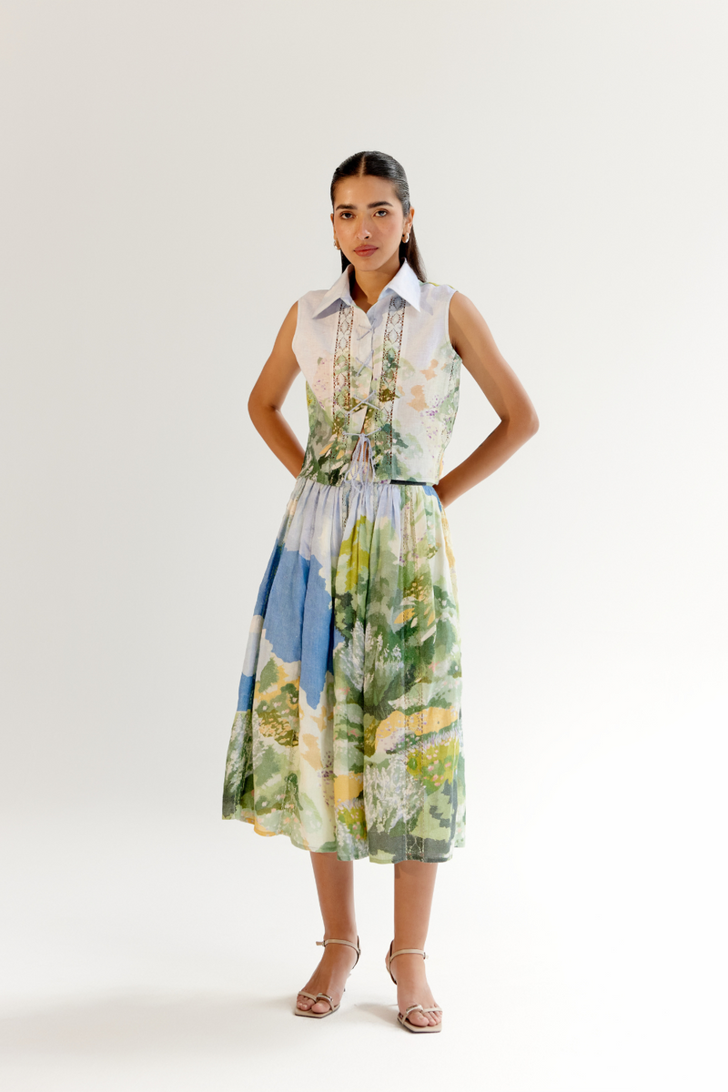 Freya Skirt - Forest linen by NOIB for women Worldwide