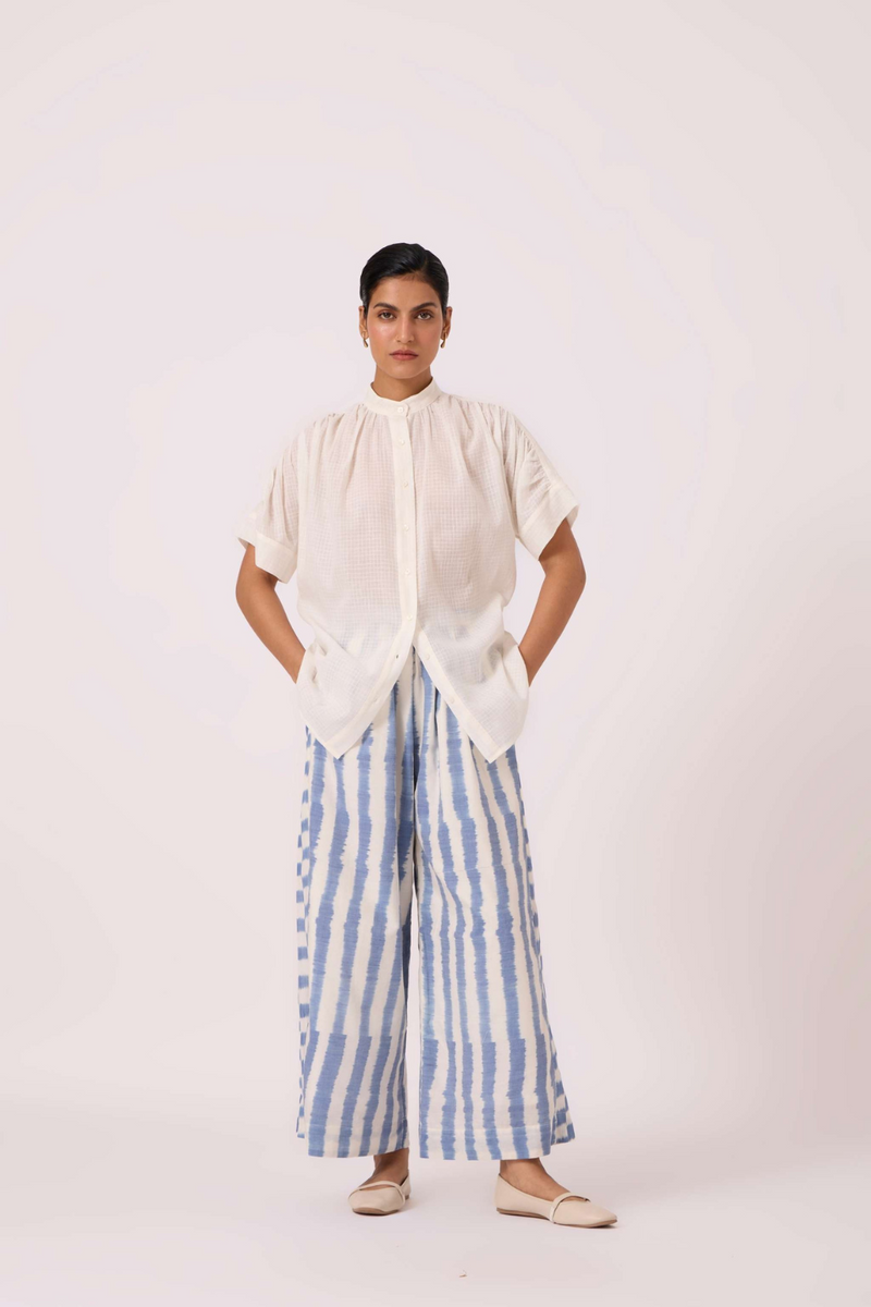 Ivan Blue Striped Ikat Pants cotton by The Summer House in blue color for women Worldwide