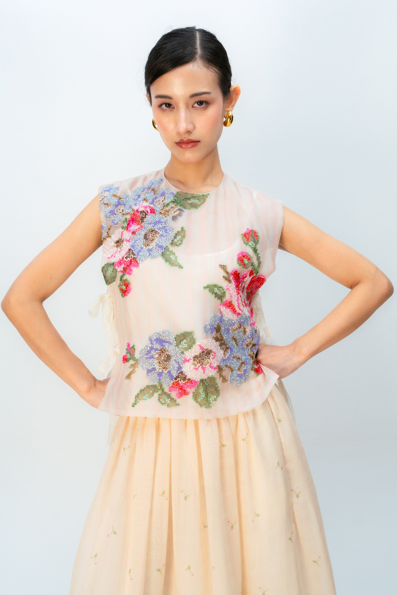 WILD MOSS BIB silk organza jacket/overlay by Ode to Odd in blush pink for women Worldwide
