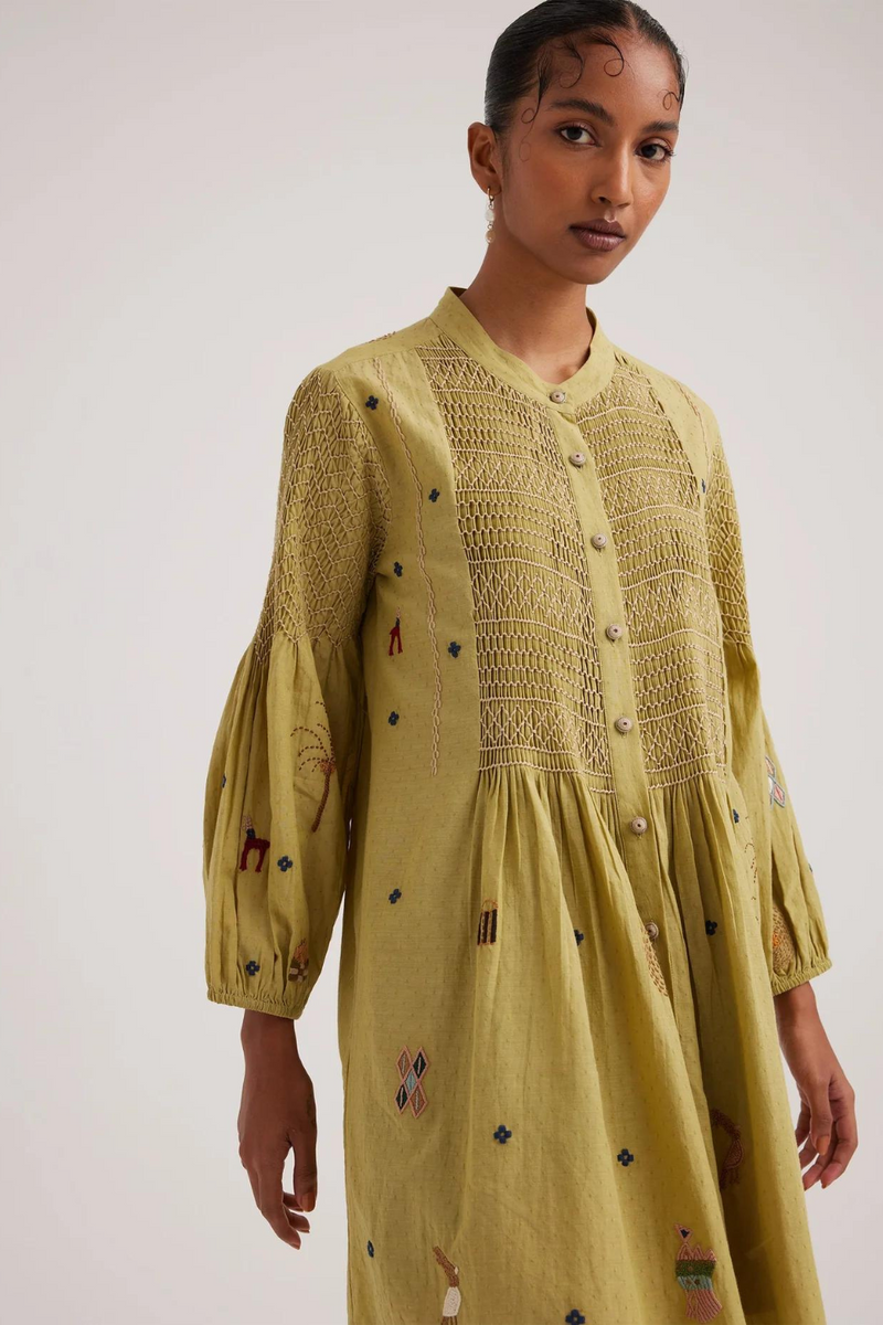 Porto Top-Folk Green cotton by CORD for women Worldwide
