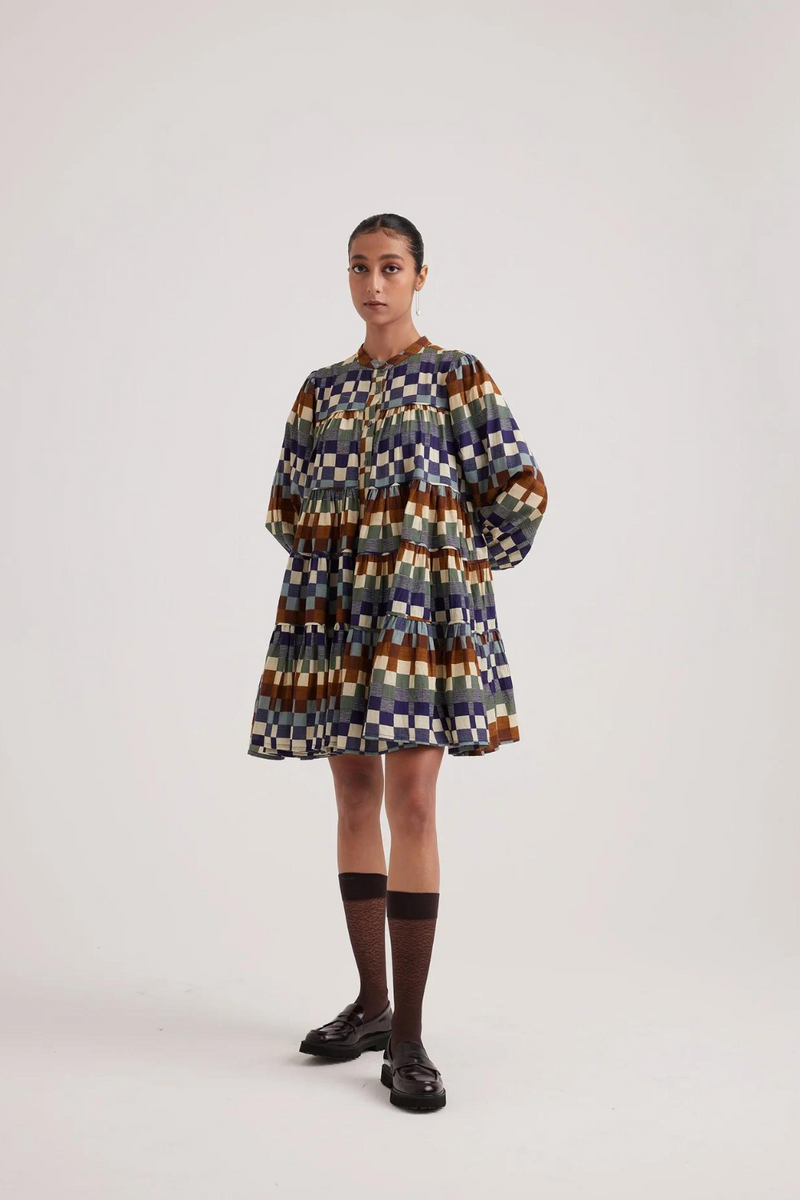 Tier Dress-Checkers cotton by CORD for women Worldwide