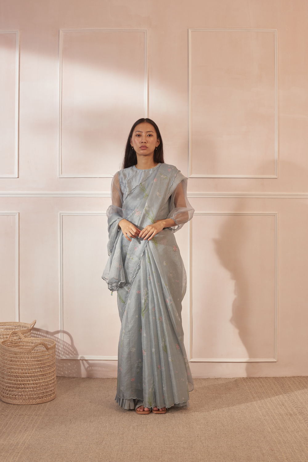 Rajnigandha & Periwinkle Kota Silk Sari